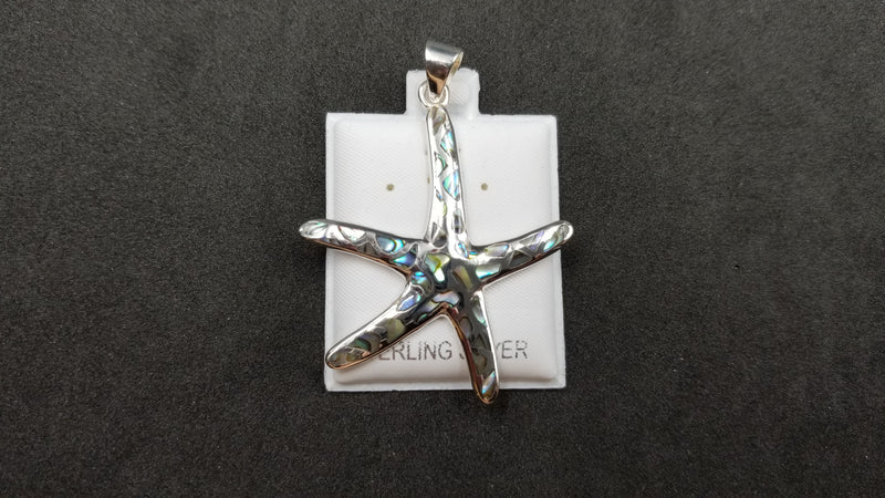 STERLING SILVER W/ ABALONE SHELL STARFISH PENDANT