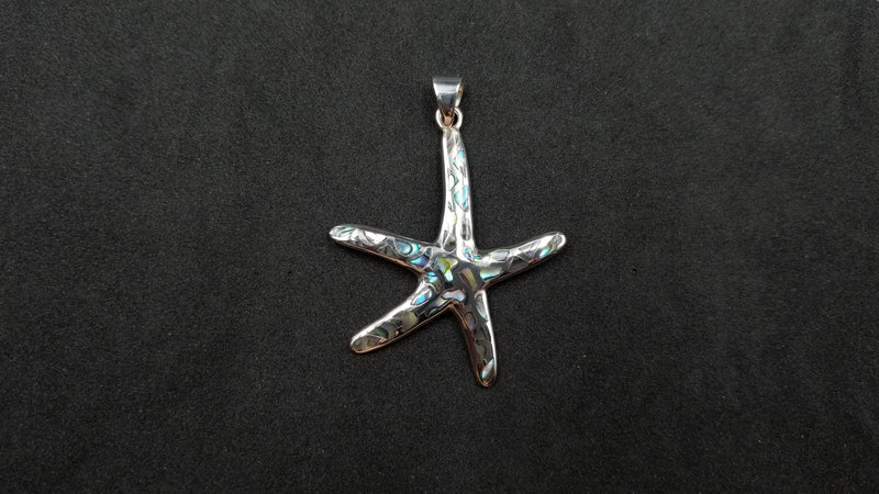 STERLING SILVER W/ ABALONE SHELL STARFISH PENDANT