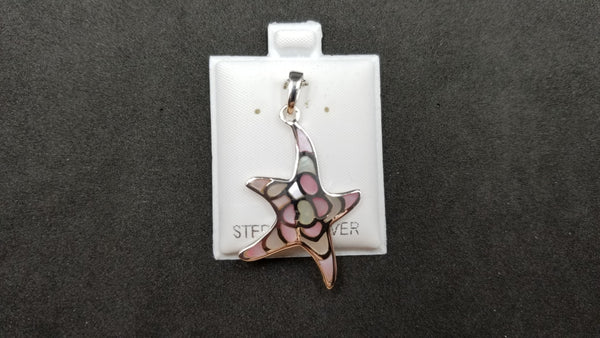 STERLING SILVER W/ WHITE AND PINK MOTHER OF PEARL STARFISH PENDANT