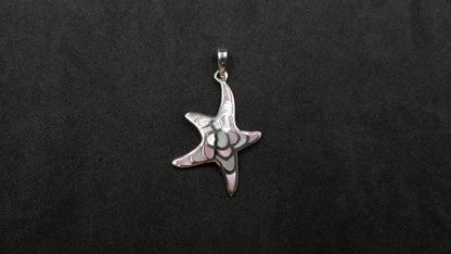 STERLING SILVER W/ WHITE AND PINK MOTHER OF PEARL STARFISH PENDANT