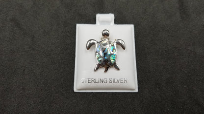 STERLING SILVER W/ ABALONE SHELL SEA TURTLE PENDANT