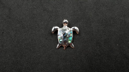 STERLING SILVER W/ ABALONE SHELL SEA TURTLE PENDANT