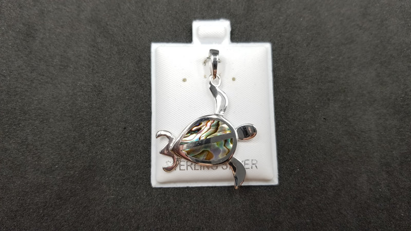 STERLING SILVER W/ ABALONE SHELL SEA TURTLE PENDANT