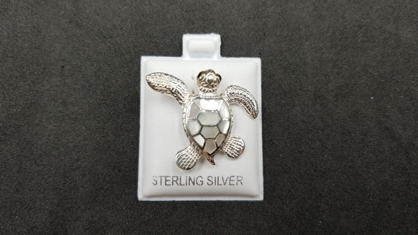 STERLING SILVER W/ MOTHER OF PEARL SEA TURTLE PENDANT