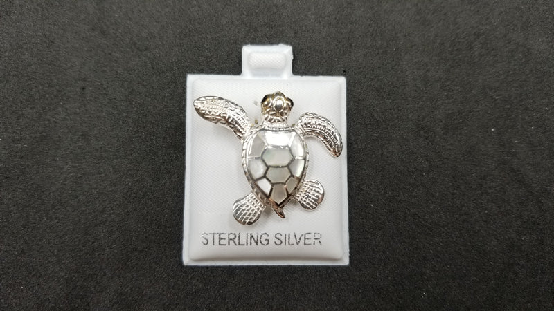 STERLING SILVER W/ MOTHER OF PEARL SEA TURTLE PENDANT