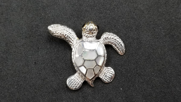 STERLING SILVER W/ MOTHER OF PEARL SEA TURTLE PENDANT