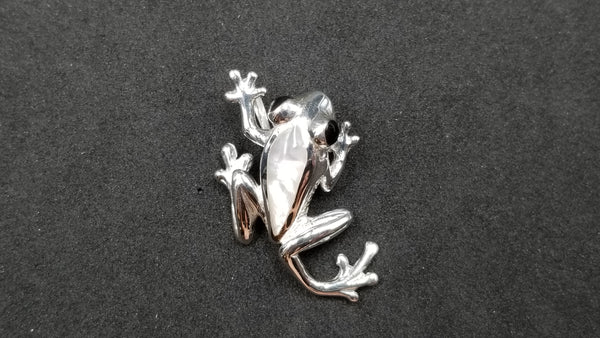 STERLING SILVER W/ MOTHER OF PEARL FROG PENDANT