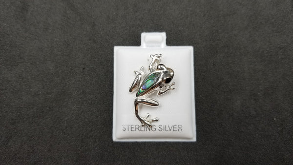 STERLING SILVER W/ ABALONE SHELL FROG PENDANT