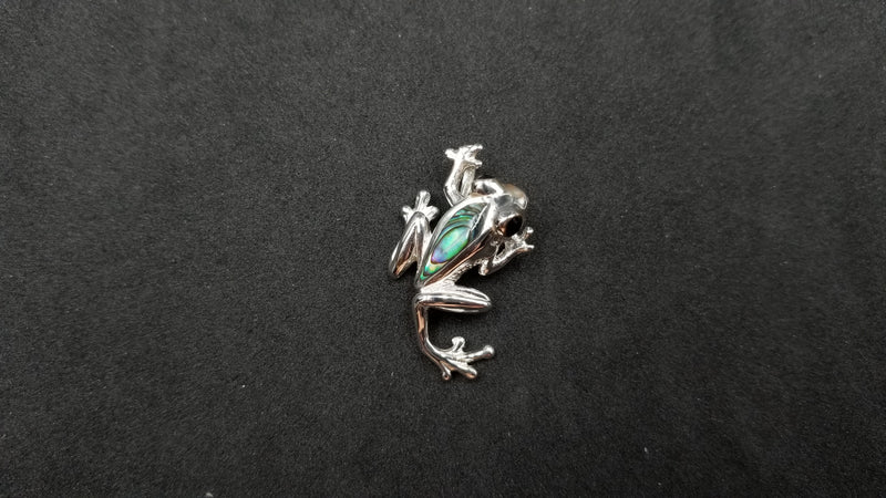 STERLING SILVER W/ ABALONE SHELL FROG PENDANT