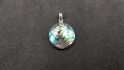 STERLING SILVER W/ ABALONE SHELL TREE OF LIFE PENDANT ( ROUND )SMALL SIZE