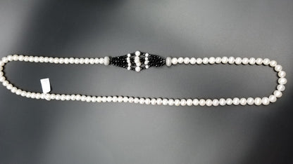 FRESHWATER PEARLS W/ CRYSTALS 925 STERLING SILVER PENDANT VINTAGE DESIGN NECKLACE