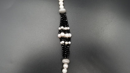 FRESHWATER PEARLS W/ CRYSTALS 925 STERLING SILVER PENDANT VINTAGE DESIGN NECKLACE