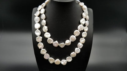 FRESHWATER  KESHI PEARLS W/ STERLING SILVER CLASP 34" LONG NECKLACE