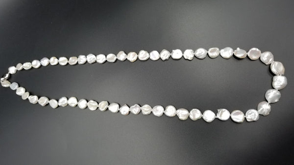 FRESHWATER  KESHI PEARLS W/ STERLING SILVER CLASP 34" LONG NECKLACE