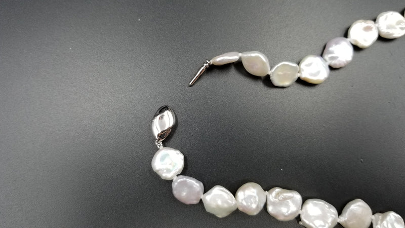 FRESHWATER  KESHI PEARLS W/ STERLING SILVER CLASP 34" LONG NECKLACE