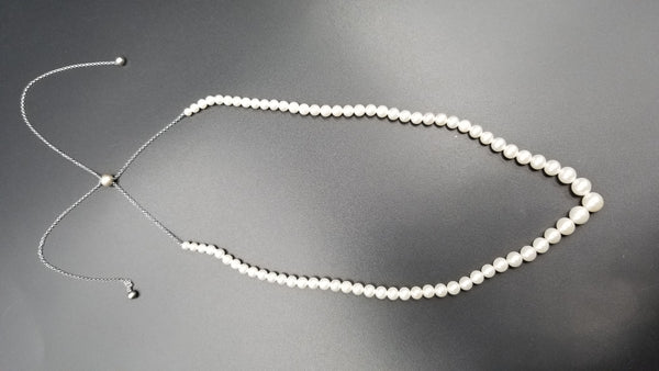 FRESHWATER CULTURE PEARLS V SHAPE STERLING SILVER LENGTH ADJUSTABLE NECKLACE