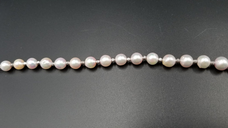 AKOYA CULTURE PEARLS 8-8.5 MM W/ STERLING SILVER BEADS NECKLACE