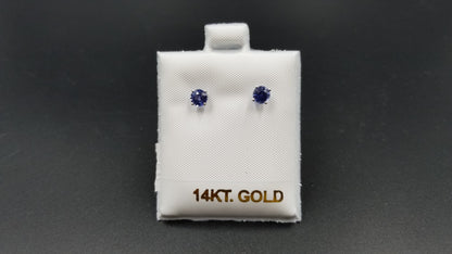 SAPPHIRES 4.5 MM ROUND 14KT WHITE GOLD STUDS EARRINGS