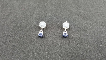 SAPPHIRES 4.5 MM ROUND 14KT WHITE GOLD STUDS EARRINGS