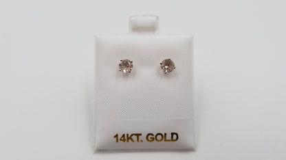 MORGANITE 5 MM ROUND 14 KT WHITE PRONG SET STUDS EARRINGS