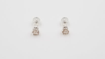 MORGANITE 5 MM ROUND 14 KT WHITE PRONG SET STUDS EARRINGS