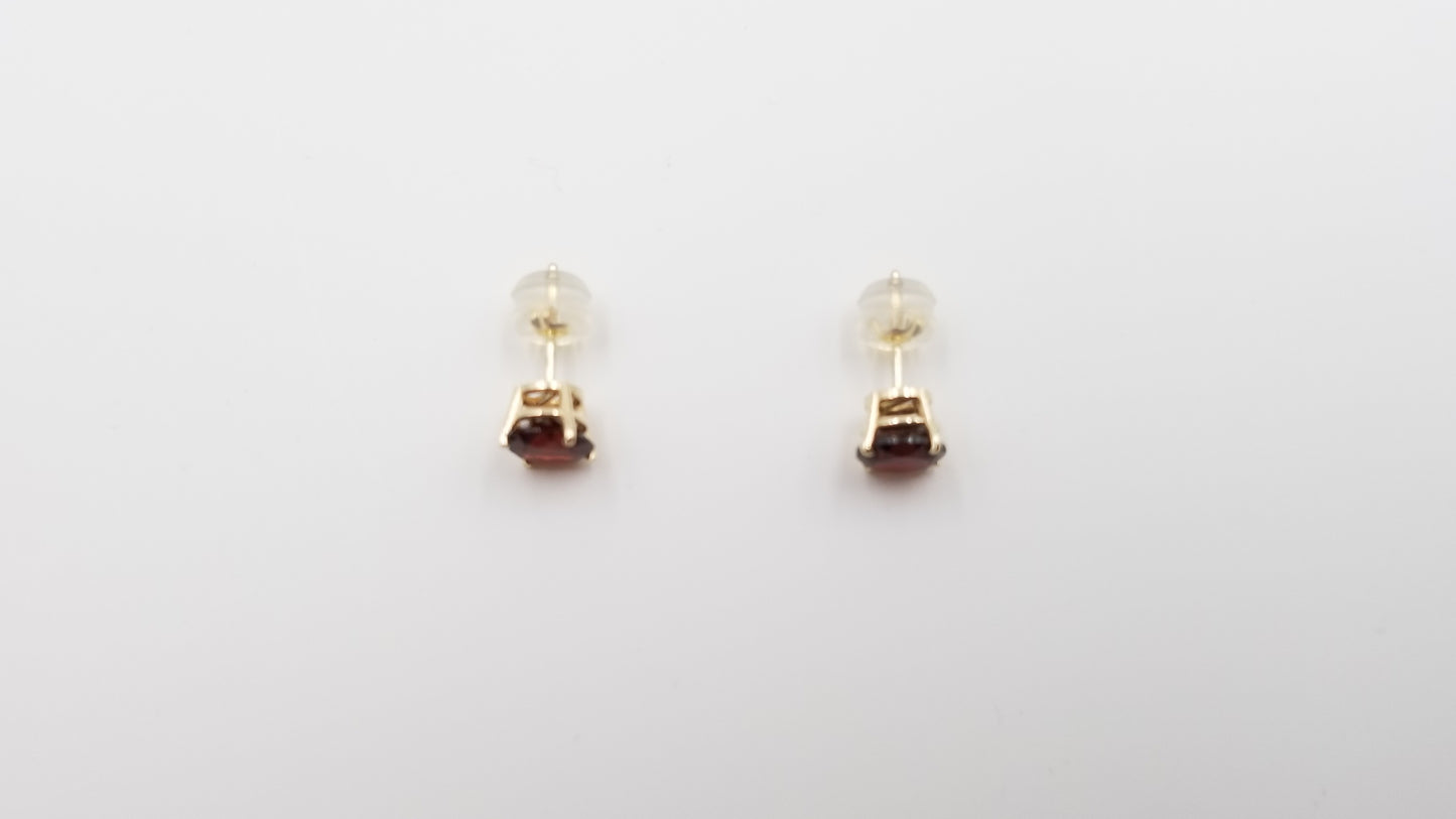 GARNET 6 MM ROUND 14 KT YELLOW GOLD PRONG SET STUDS EARRINGS