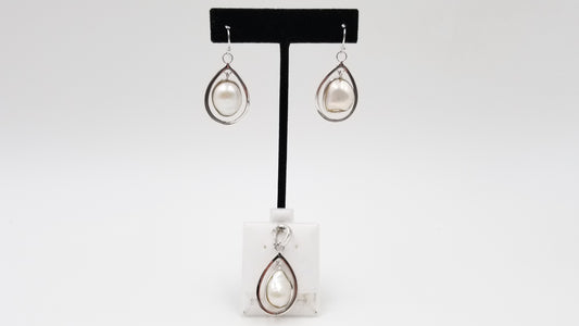 FRESHWATER BOROQUE STERLING SILVER DROP EARRINGS / ENHANCER SET