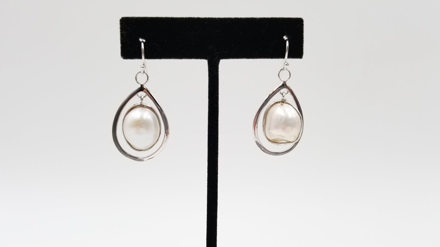 FRESHWATER BOROQUE STERLING SILVER DROP EARRINGS / ENHANCER SET