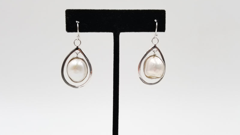 FRESHWATER BOROQUE STERLING SILVER DROP EARRINGS / ENHANCER SET