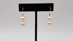 FRESHWATER NATURAL TWIN PEARLS STERLING SILVER DROP EARRINGS