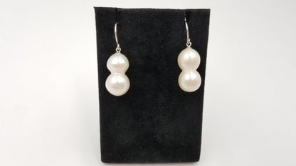 FRESHWATER NATURAL TWIN PEARLS STERLING SILVER DROP EARRINGS