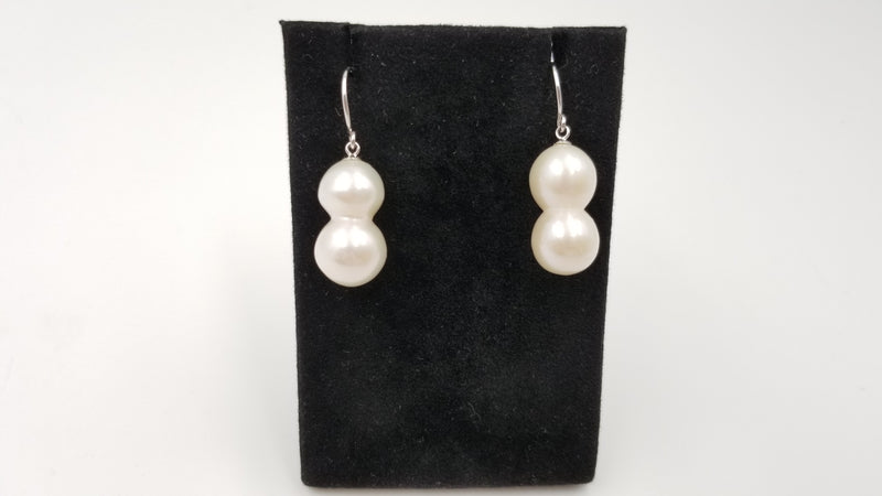 FRESHWATER NATURAL TWIN PEARLS STERLING SILVER DROP EARRINGS