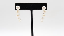 FRESHWATER CULTURE PEARLS STERLING SILVER 5 PEARLS WIRE DROP EARRINGS