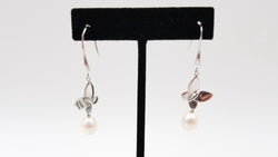 FRESHWATER CULTURE PEARLS STERLING SILVER BUTTERFLY DROP EARRINGS