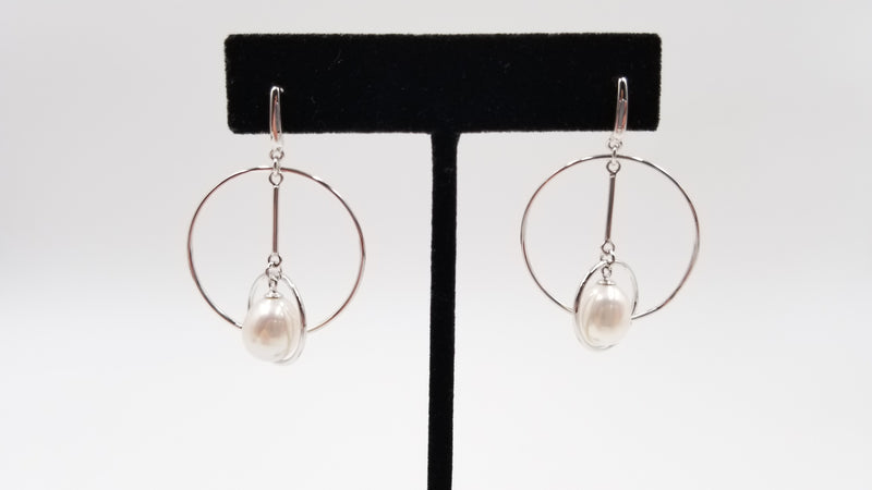 FRESHWATER CULTURE PEARLS STERLING SILVER FANCY DROP EARRINGS