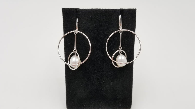 FRESHWATER CULTURE PEARLS STERLING SILVER FANCY DROP EARRINGS