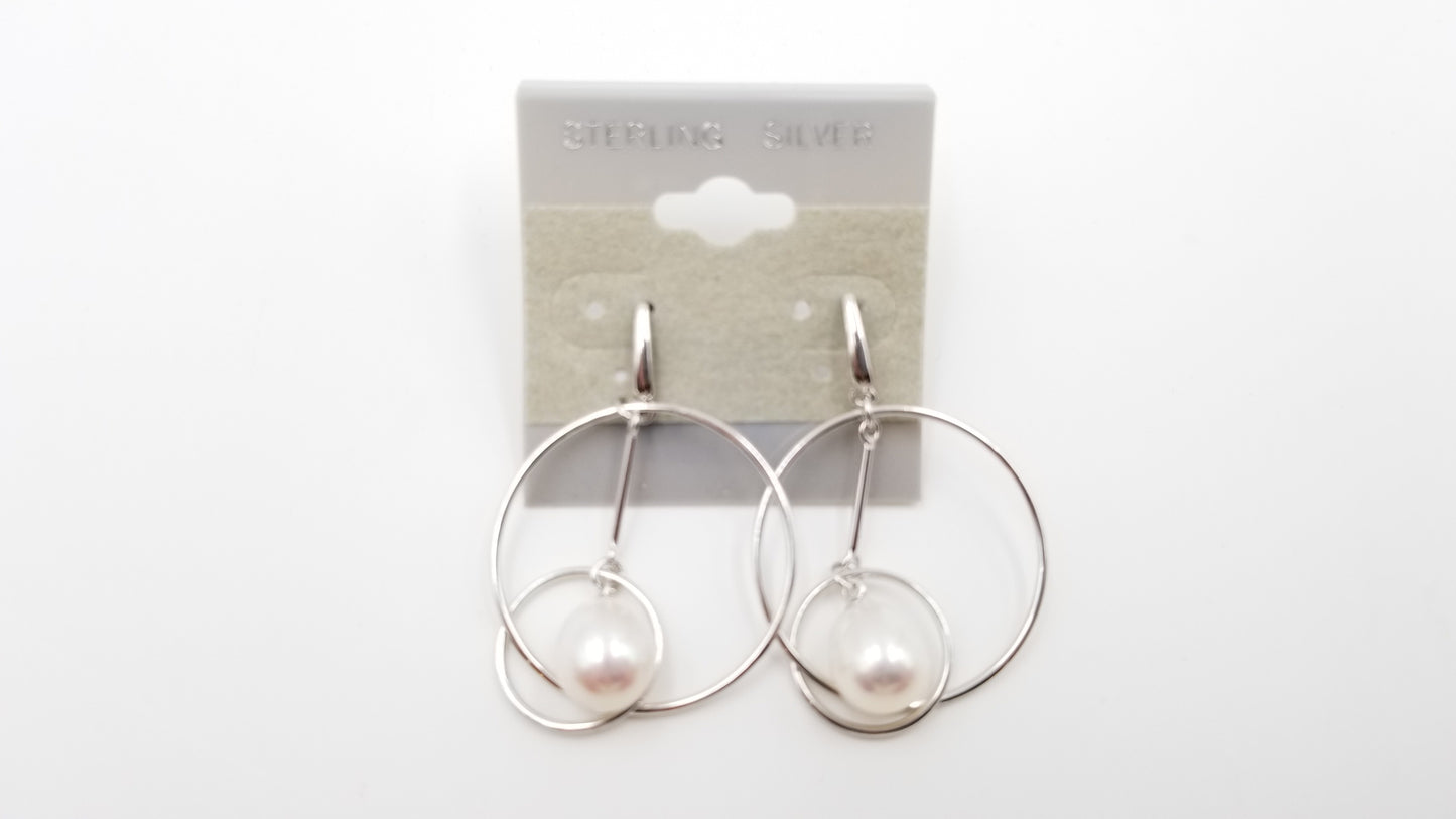 FRESHWATER CULTURE PEARLS STERLING SILVER FANCY DROP EARRINGS