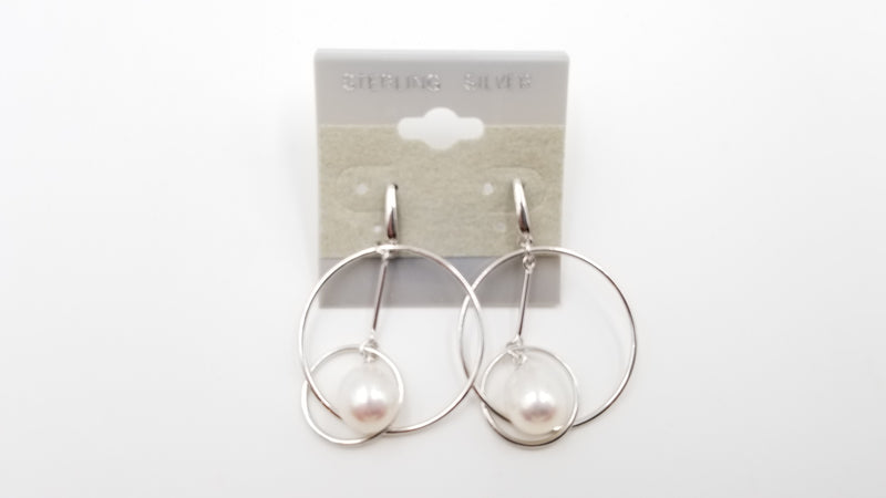 FRESHWATER CULTURE PEARLS STERLING SILVER FANCY DROP EARRINGS