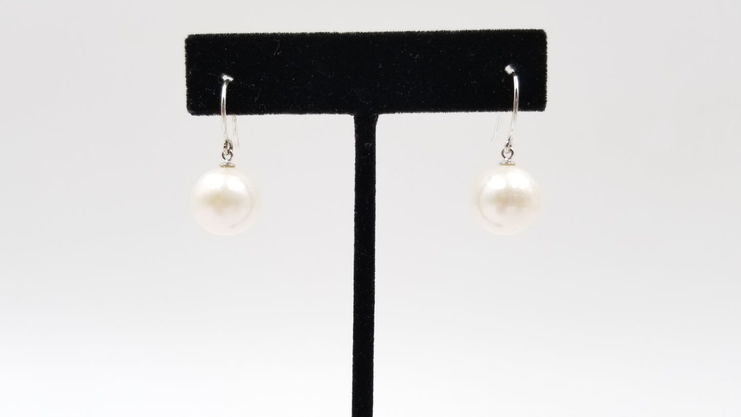 FRESHWATER CULTURE PEARLS 12-13 MM STERLING SILVER WIRE DROP EARRINGS