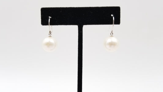 FRESHWATER CULTURE PEARLS 12-13 MM STERLING SILVER WIRE DROP EARRINGS