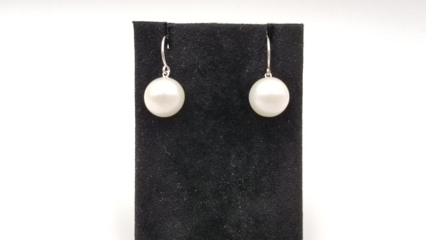 FRESHWATER CULTURE PEARLS 12-13 MM STERLING SILVER WIRE DROP EARRINGS