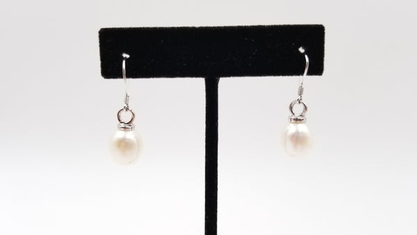 FRESHWATER CULTURE PEARLS 9.5-11MM TEAR DROP SHAPE STERLING SILVER WIRE DROP EARRINGS