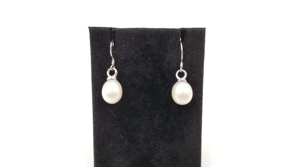 FRESHWATER CULTURE PEARLS 9.5-11MM TEAR DROP SHAPE STERLING SILVER WIRE DROP EARRINGS