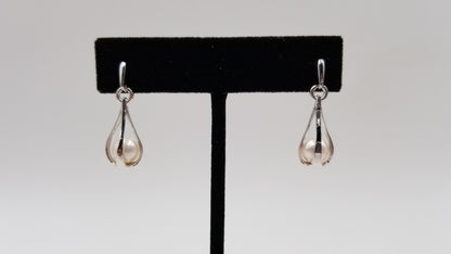 FRESHWATER CULTURE PEARLS STERLING SILVER WIRE DROP EARRINGS