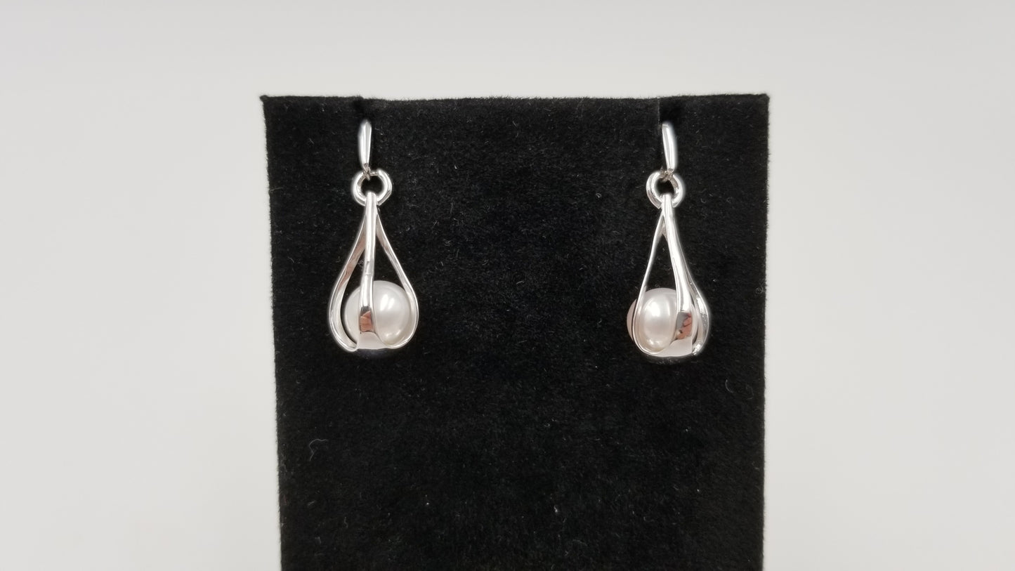 FRESHWATER CULTURE PEARLS STERLING SILVER WIRE DROP EARRINGS