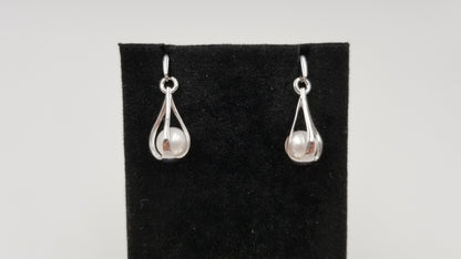 FRESHWATER CULTURE PEARLS STERLING SILVER WIRE DROP EARRINGS