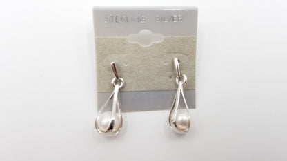 FRESHWATER CULTURE PEARLS STERLING SILVER WIRE DROP EARRINGS