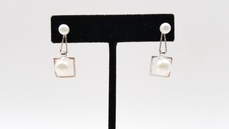 FRESHWATER CULTURE PEARLS STERLING SILVER WIRE DROP EARRINGS