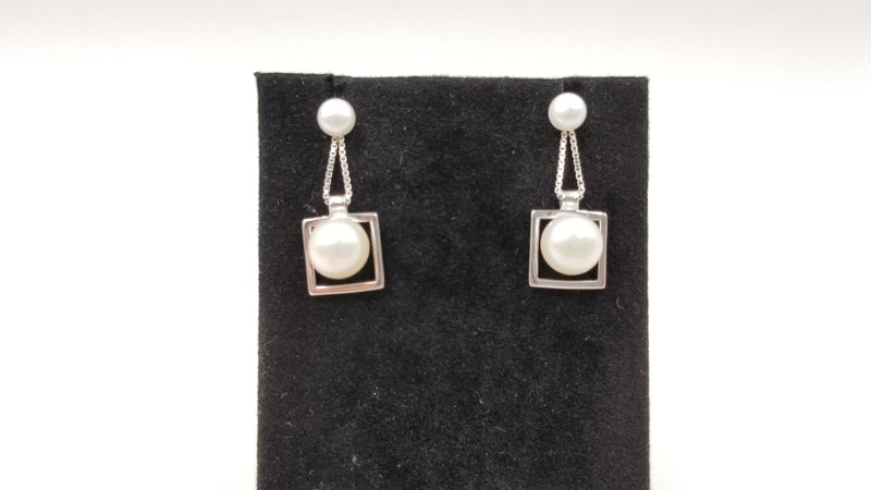 FRESHWATER CULTURE PEARLS STERLING SILVER WIRE DROP EARRINGS