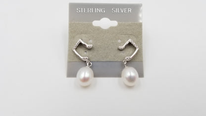 FRESHWATER CULTURE PEARLS STERLING SILVER MUSIC NOTE PUSH BACK DROP EARRINGS